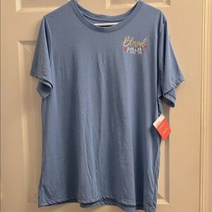 Way To Celebrate Blessed Mama Blue Graphic T-Shirt XXL 20